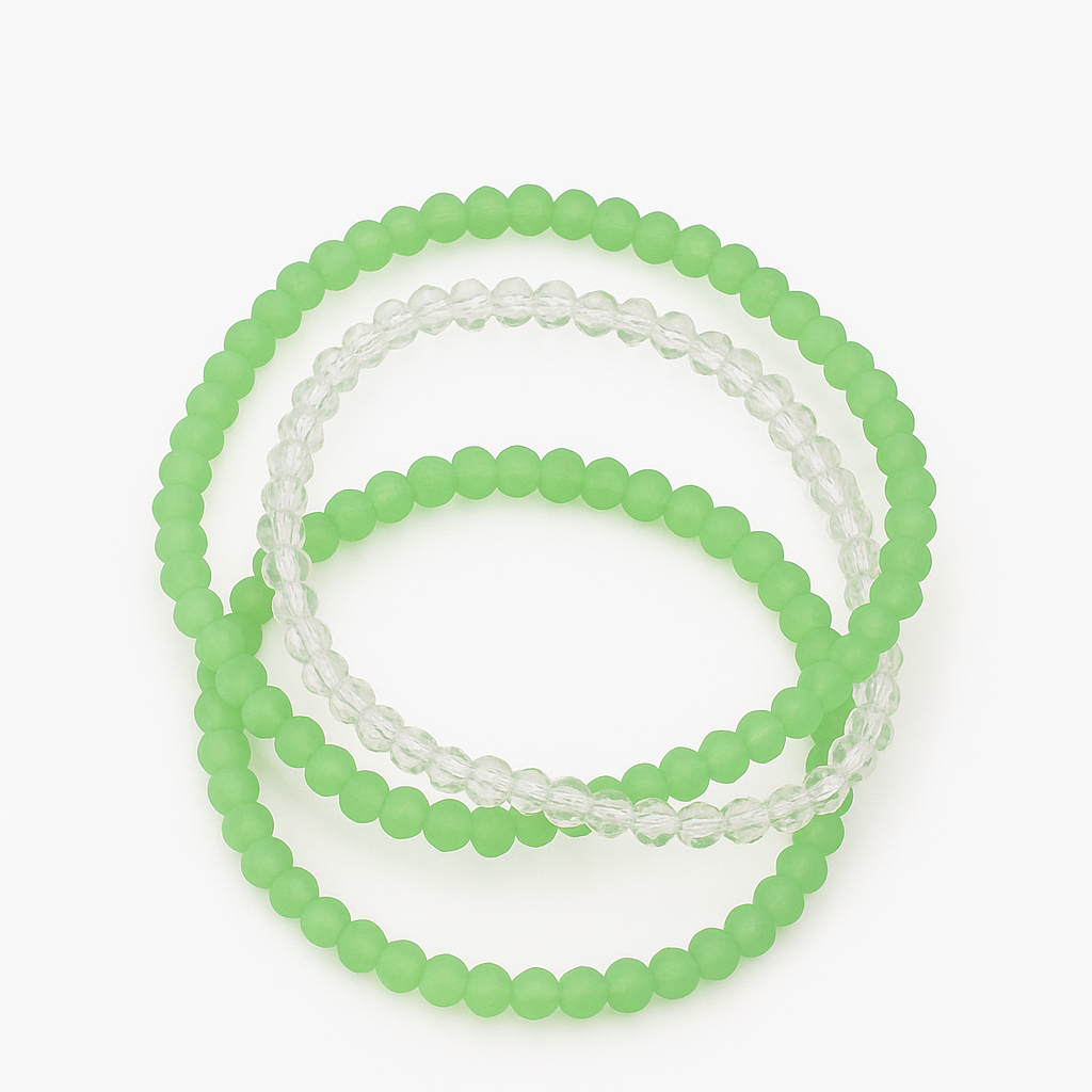 Triple Time Excitement 3 Piece Glass Stretch Bracelet Set
