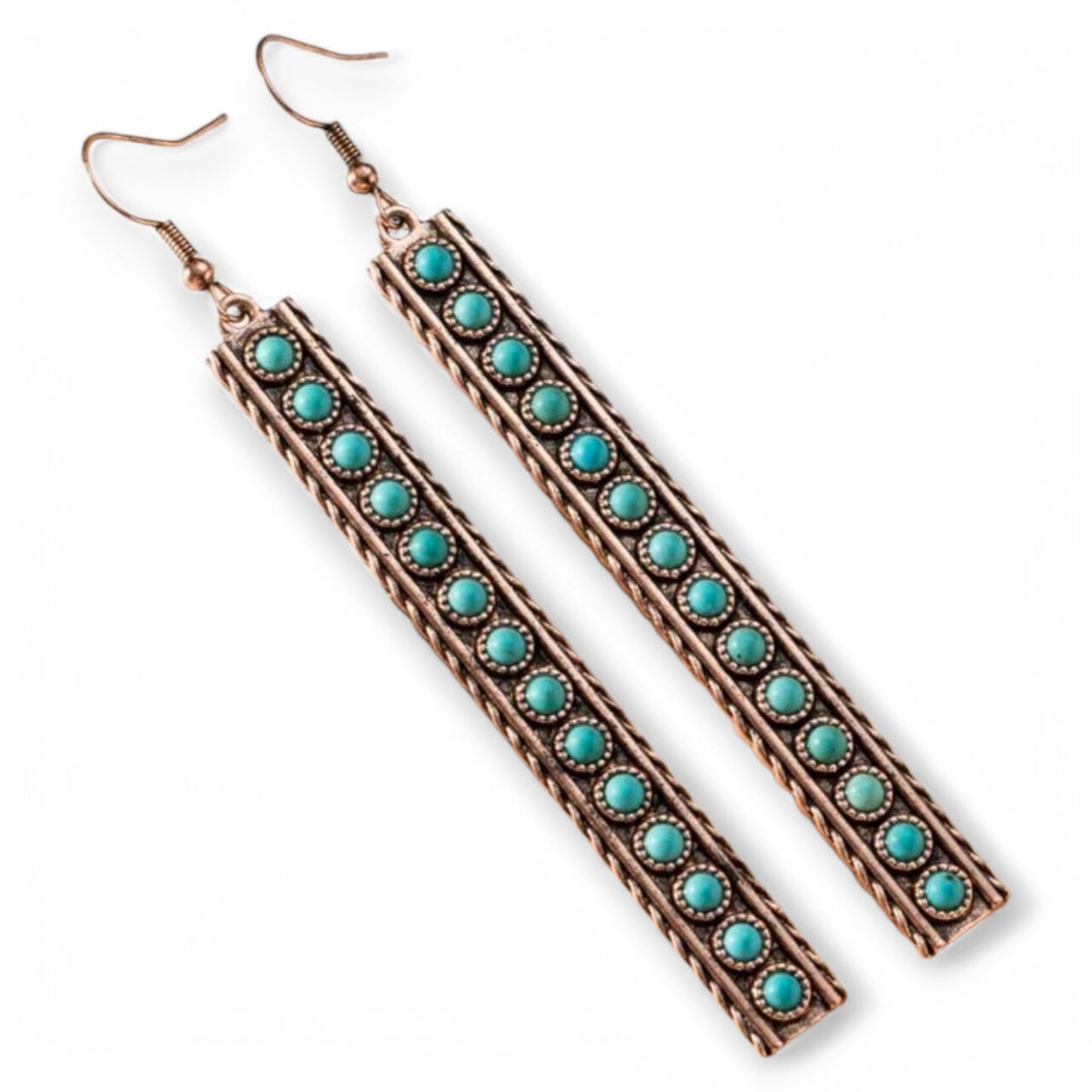 Dropped Down Bronze Rodeo Gal Statement Fashion Earrings