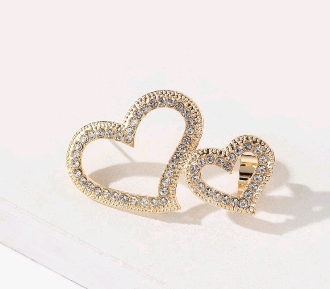 Long Drop Open Heart Rhinestone Earring 1pc - The Bling Barn