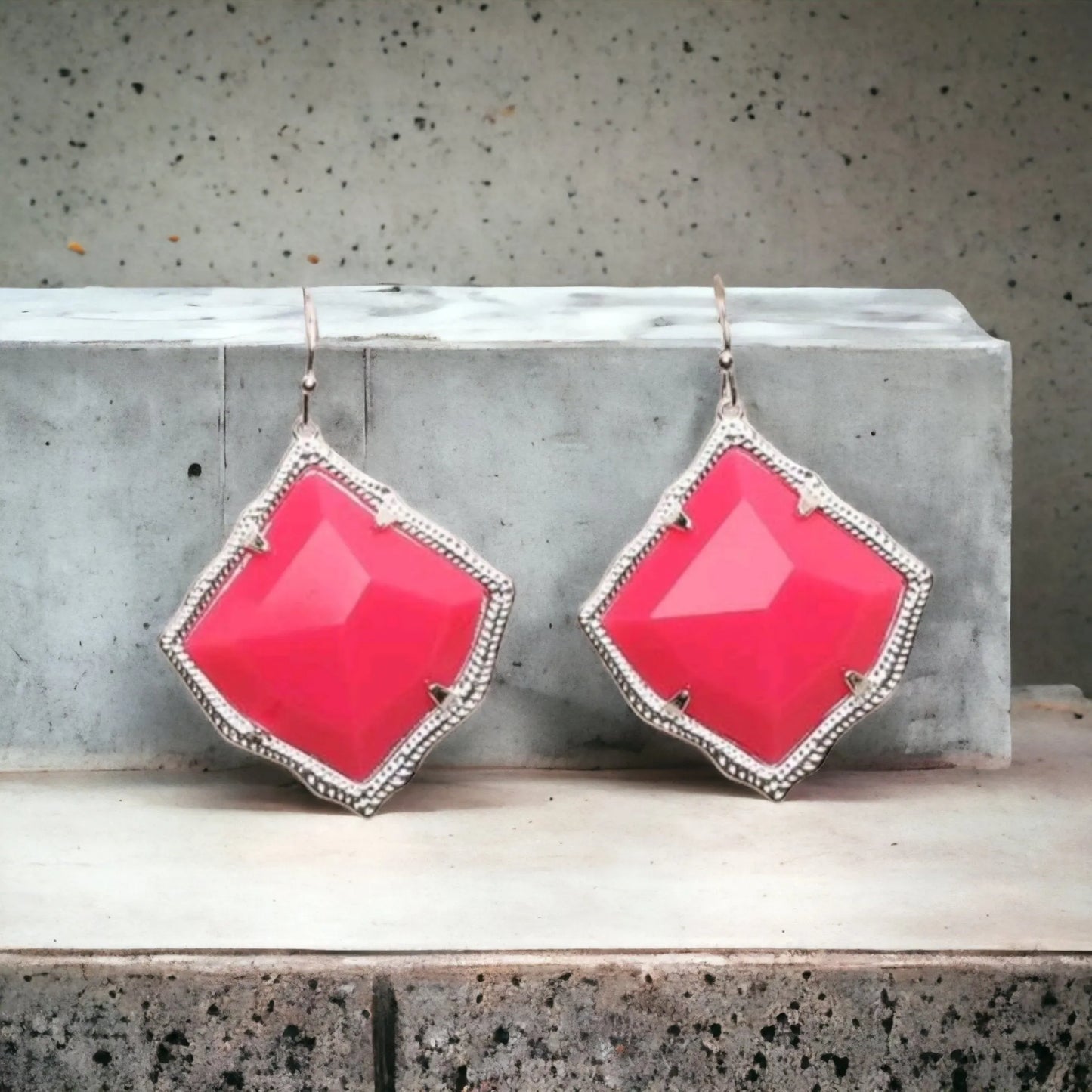 Neon Pink Summertime Fun Vibes Geo Earrings