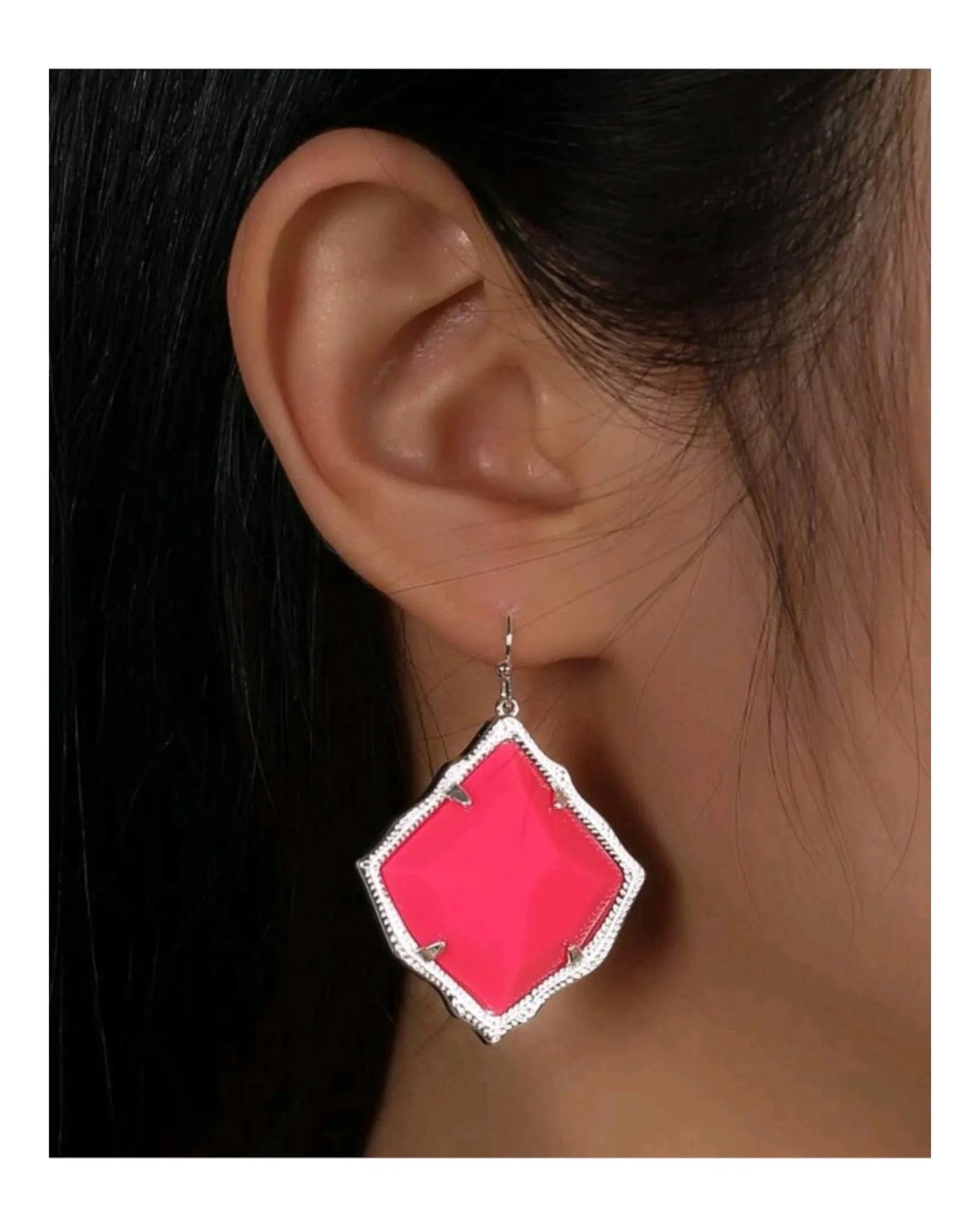 Neon Pink Summertime Fun Vibes Geo Earrings