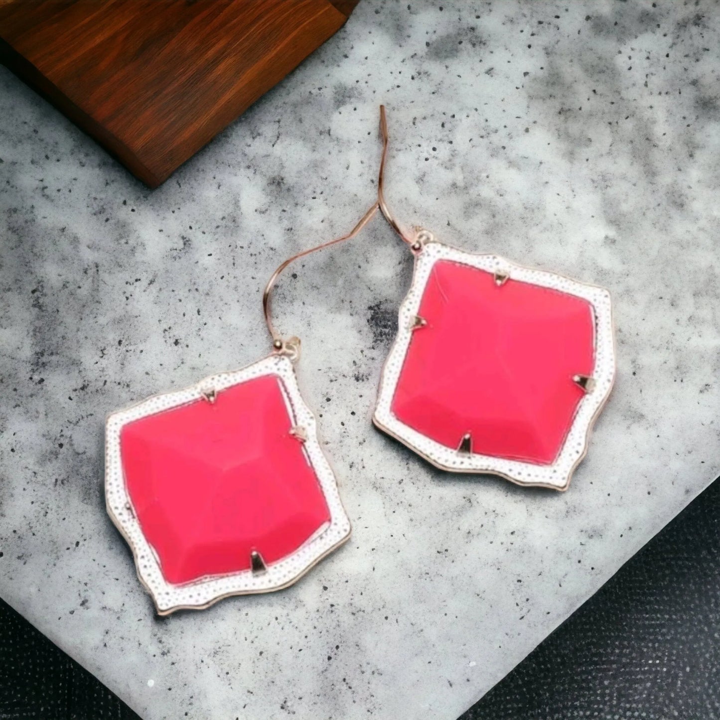 Neon Pink Summertime Fun Vibes Geo Earrings