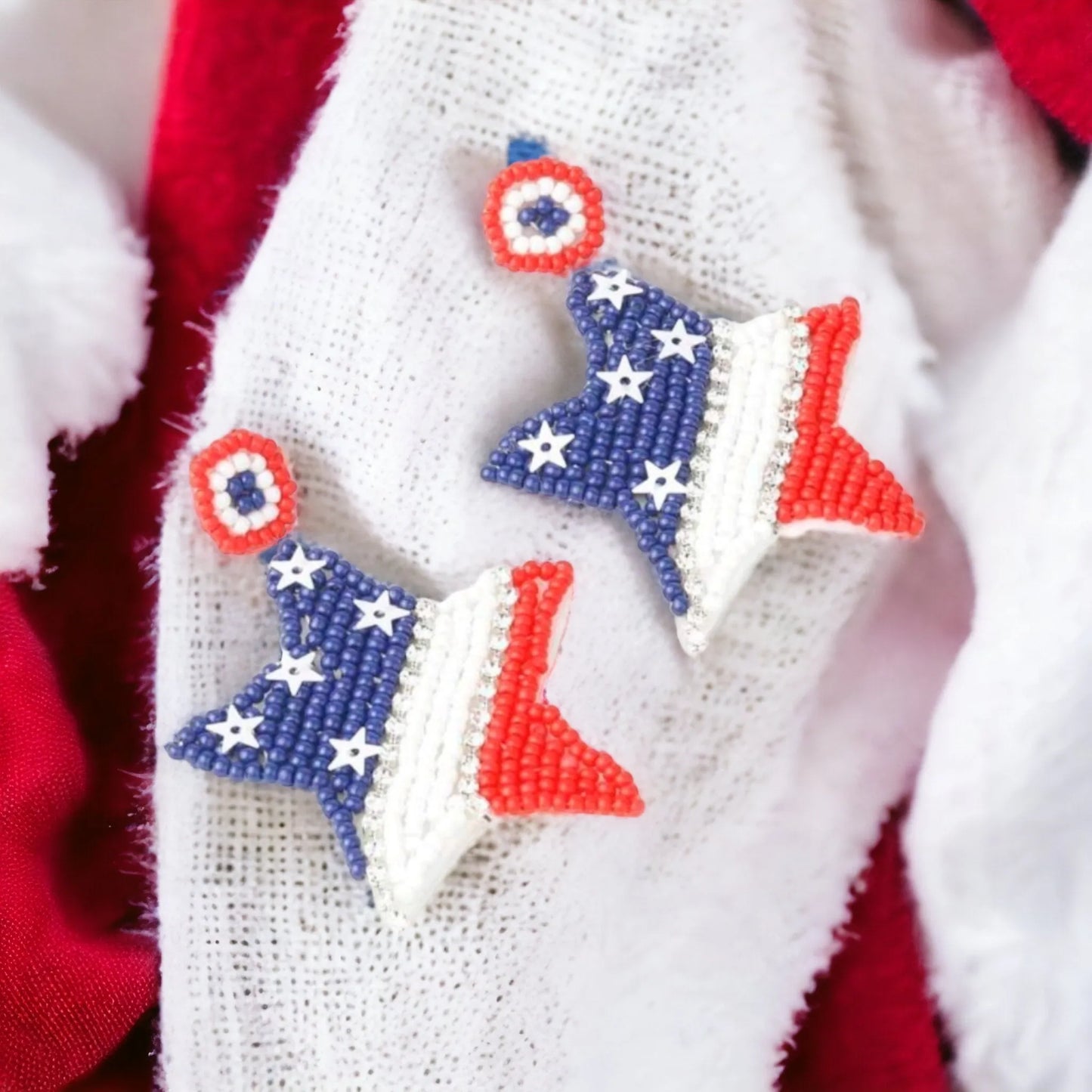 Oh My Patriotic Stars Seed Bead Earrings