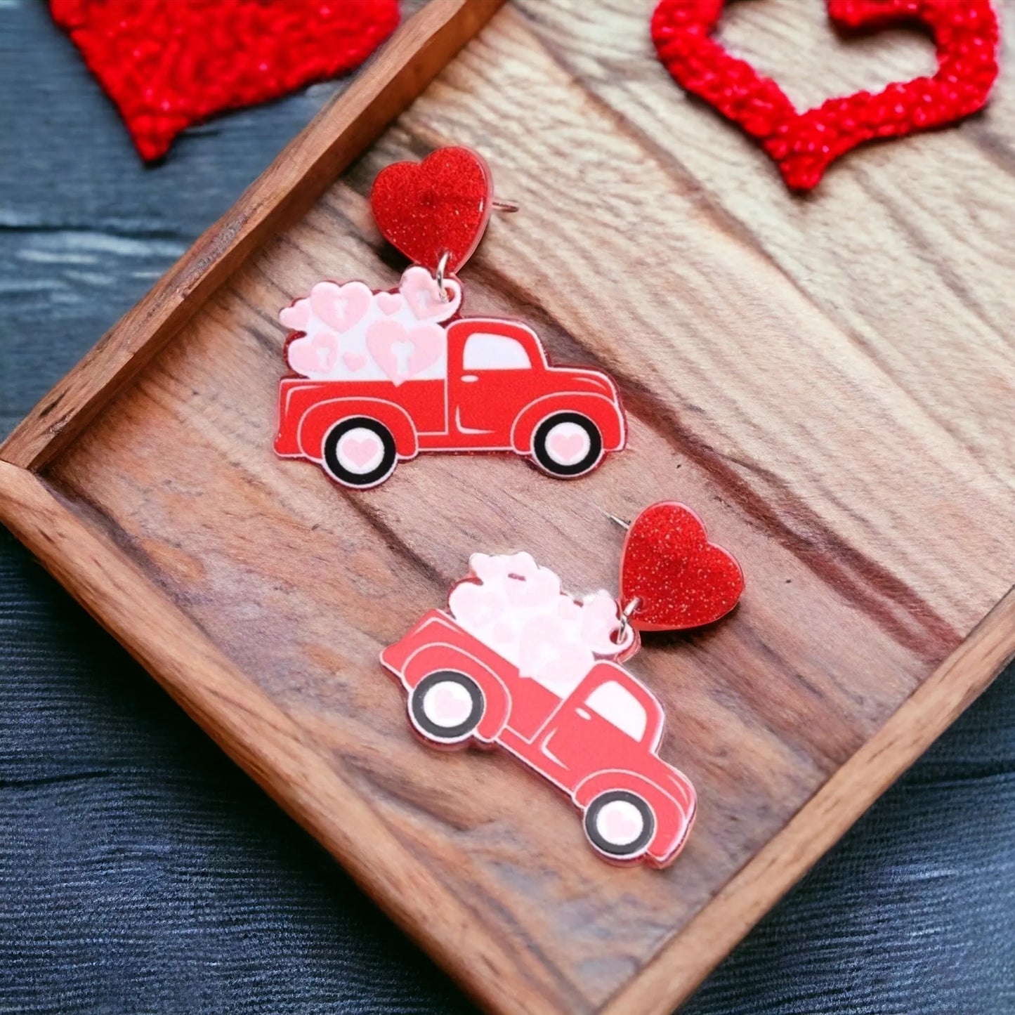 I'll Carry Your Hearts Vintage Truck Earrings