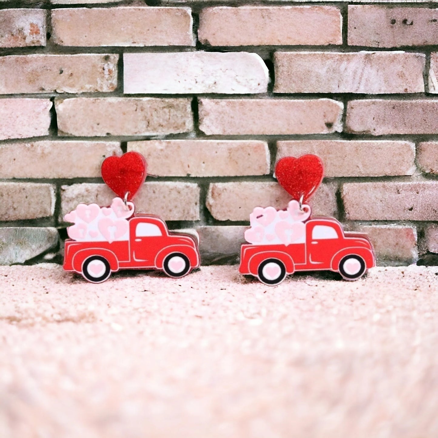I'll Carry Your Hearts Vintage Truck Earrings
