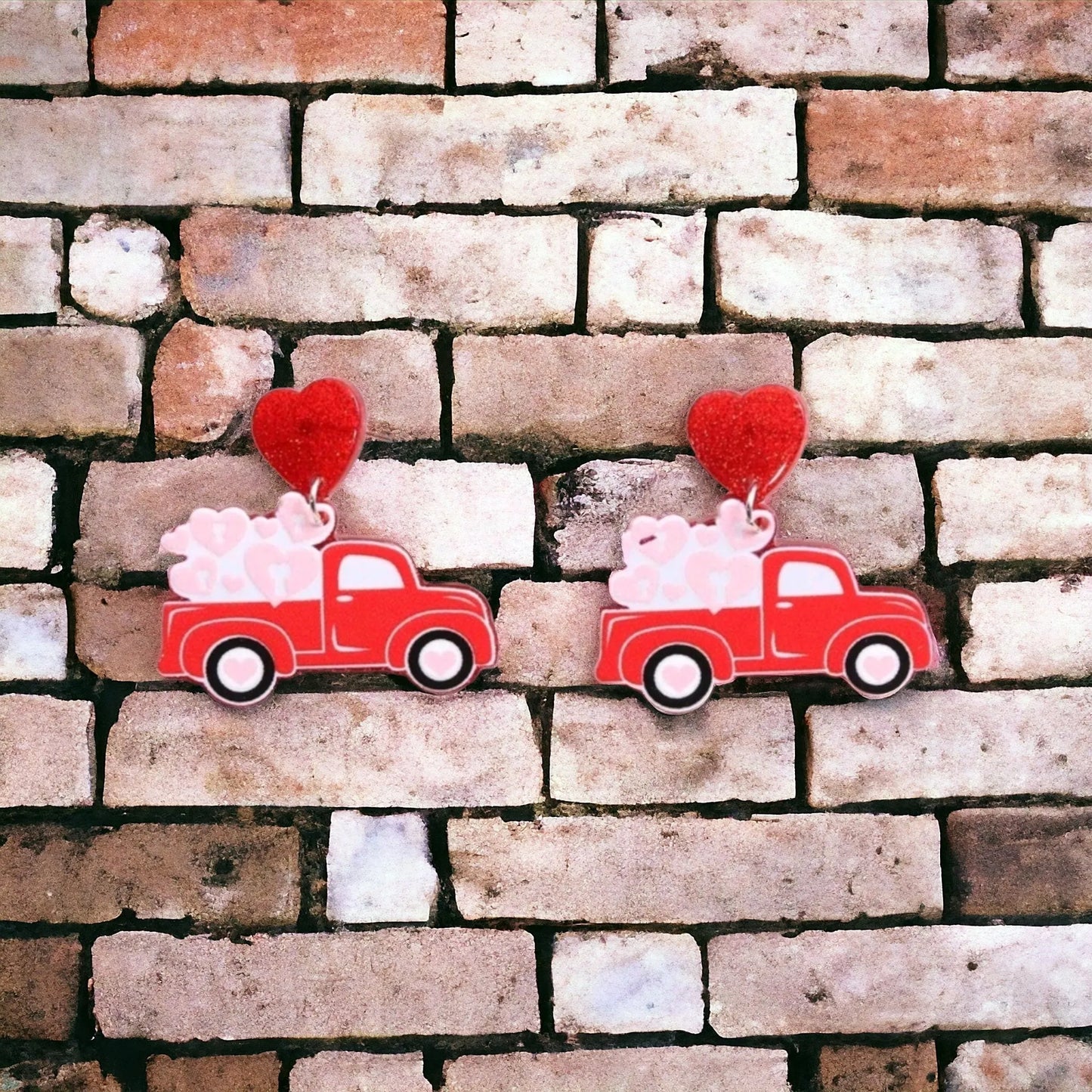 I'll Carry Your Hearts Vintage Truck Earrings