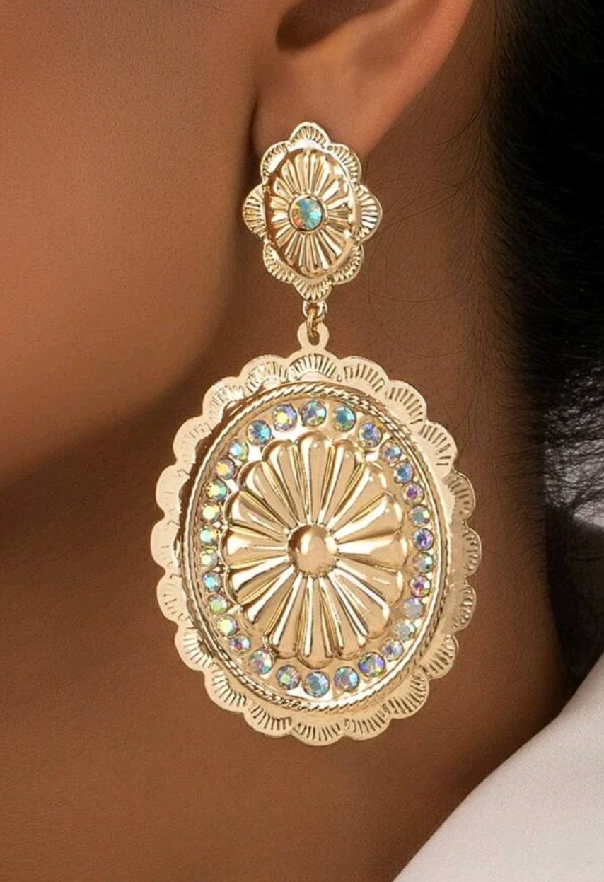 Modern Goddess Gold Medallion Earrings - The Bling Barn