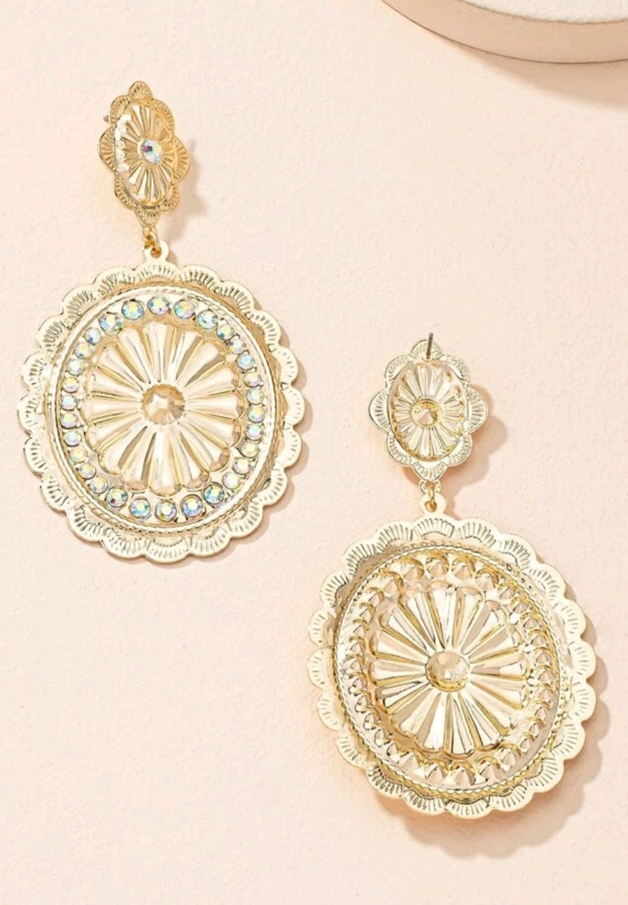 Modern Goddess Gold Medallion Earrings - The Bling Barn