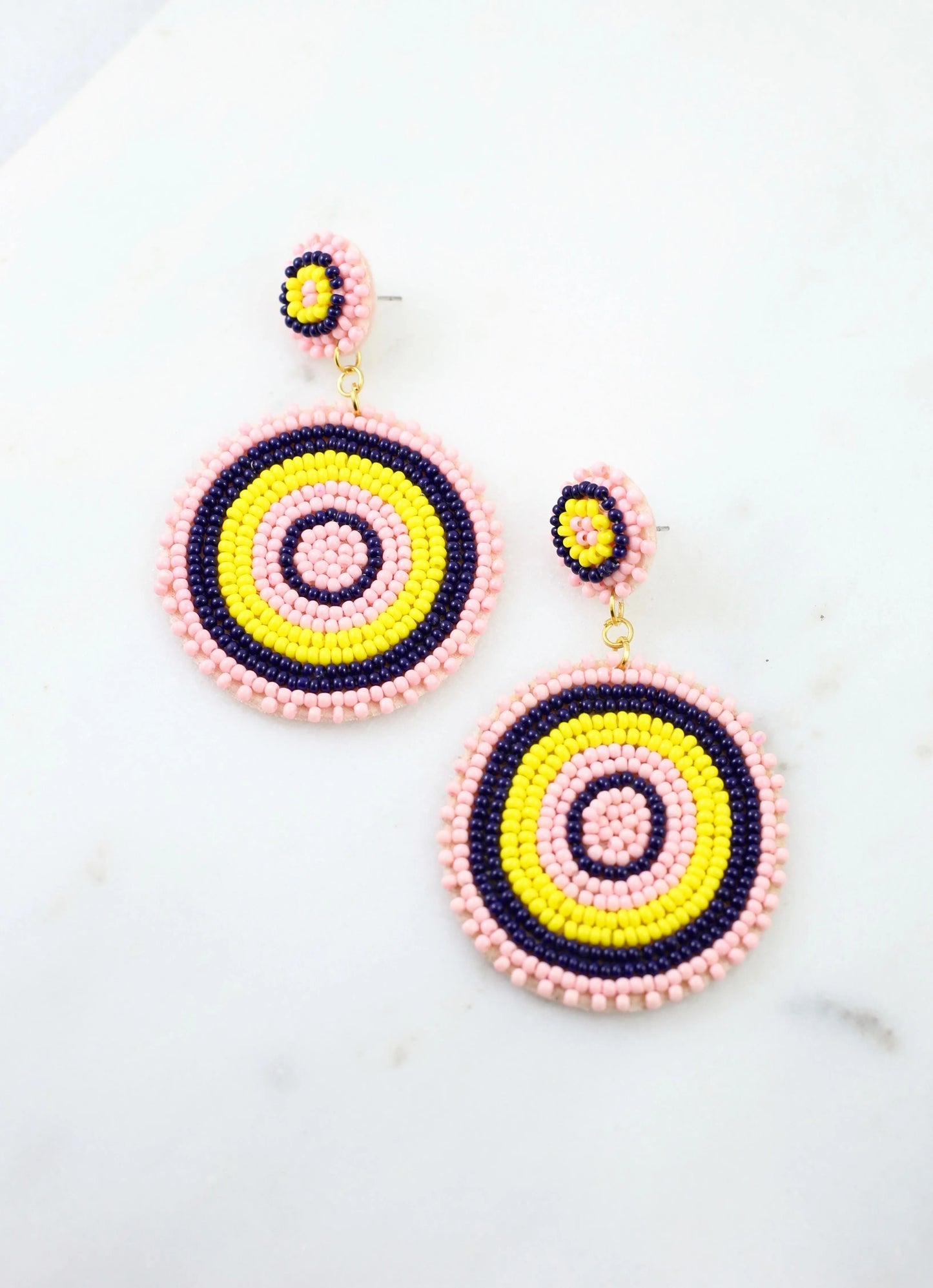 Zadie Round Beaded Earring LIGHT PINK