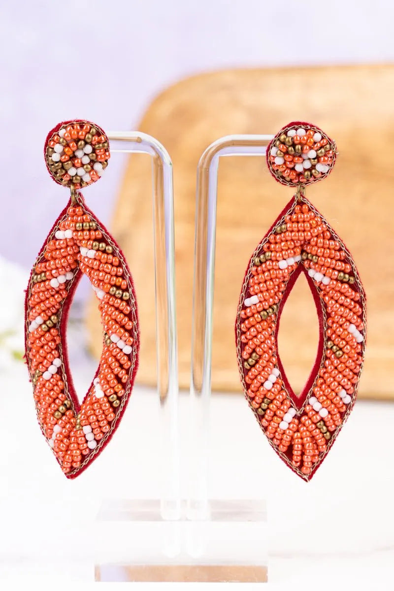 Around The World Coral Seed Bead Earrings