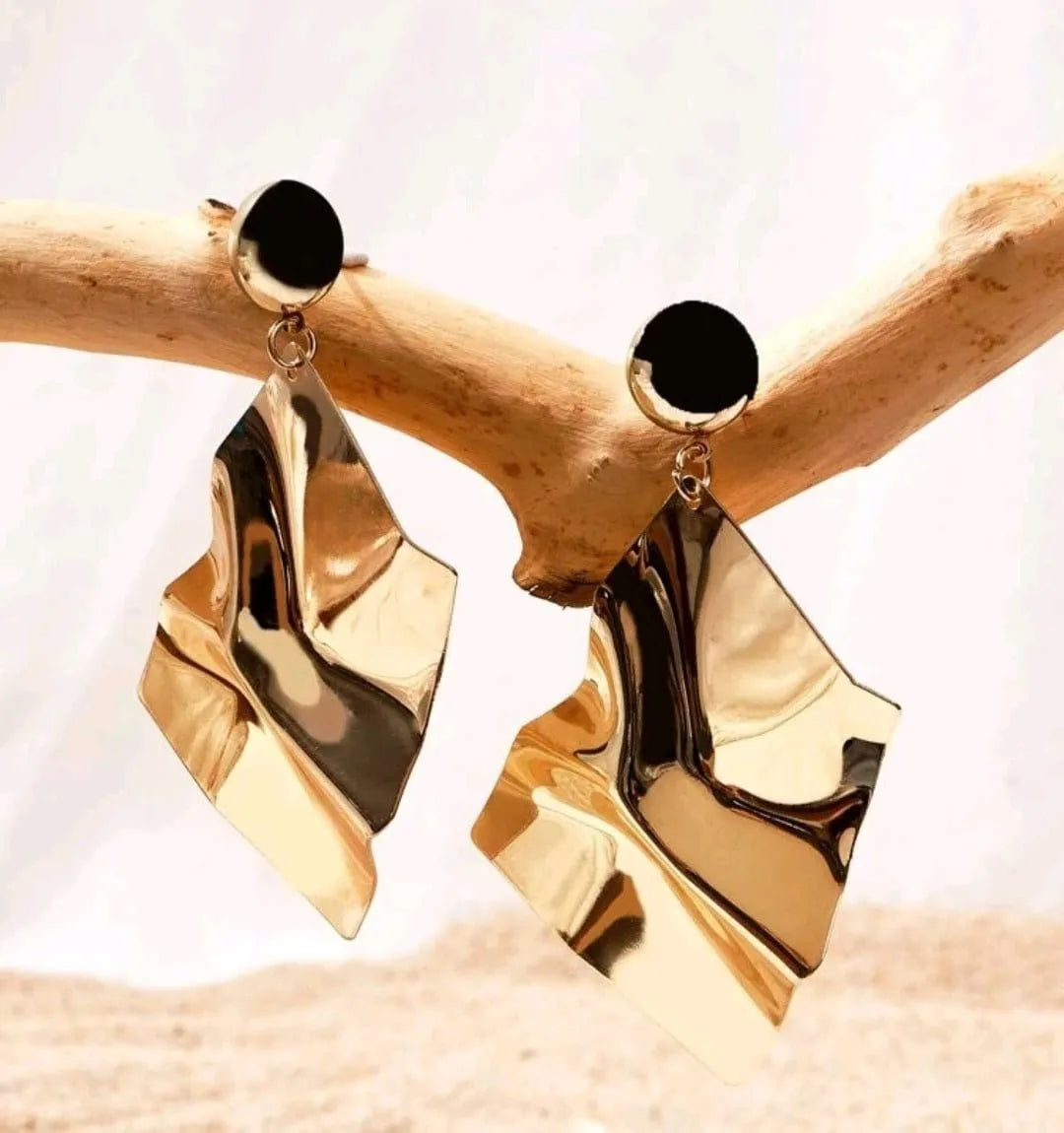 Gold Waves Square Glam Girl Earrings - The Bling Barn