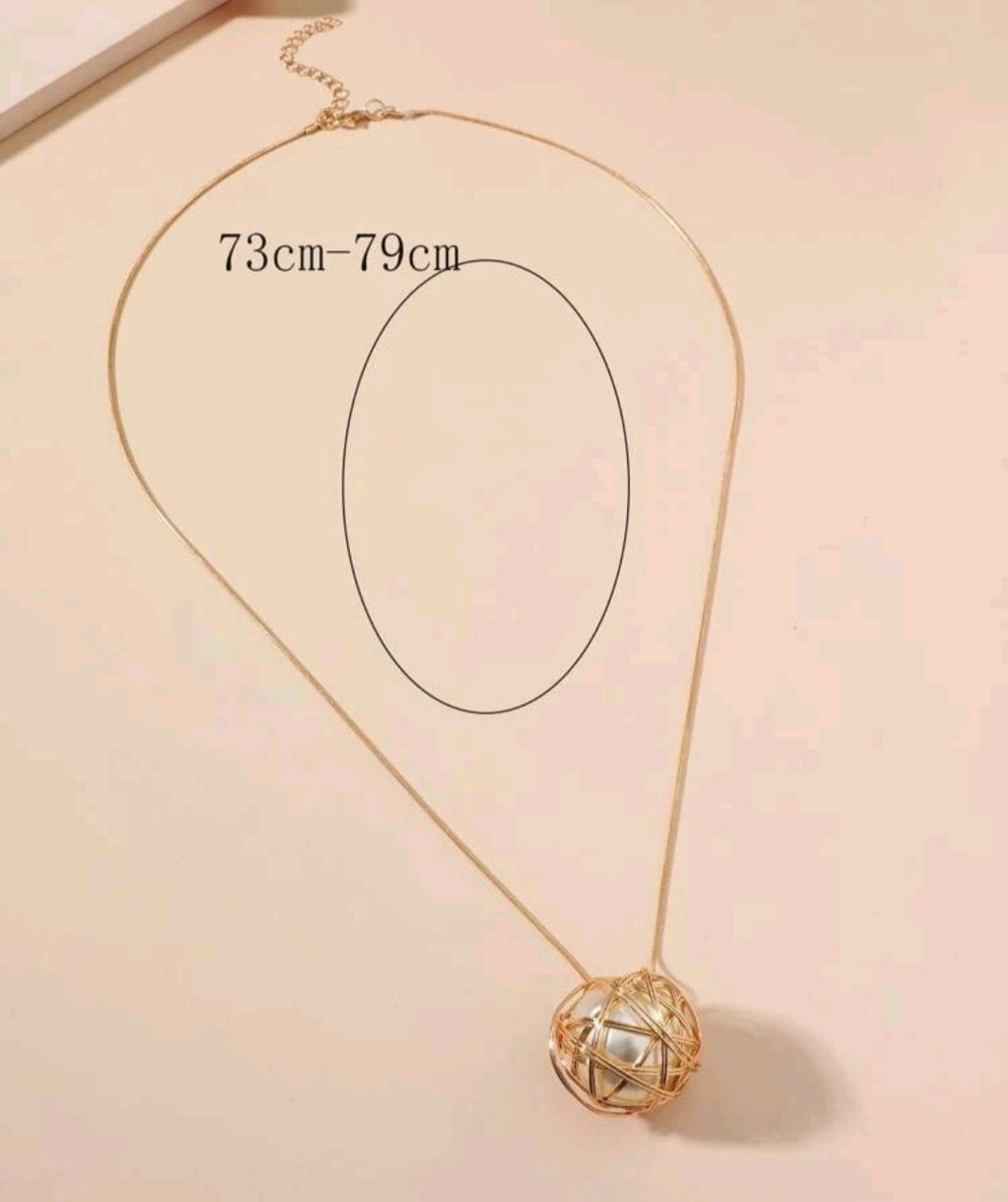 Gold Wire Wrapped Oversized Faux Pearl Long Chain Necklace - The Bling Barn