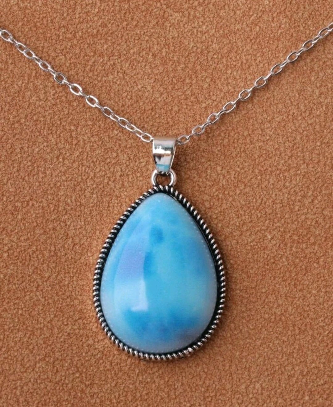 Simple Danity Beautiful Blue Stone Necklace on a Silver Chain - The Bling Barn