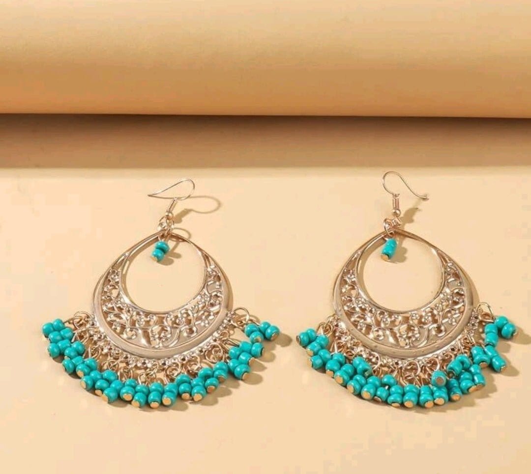 Teal Seed Bead Summertime Party Earrings - The Bling Barn
