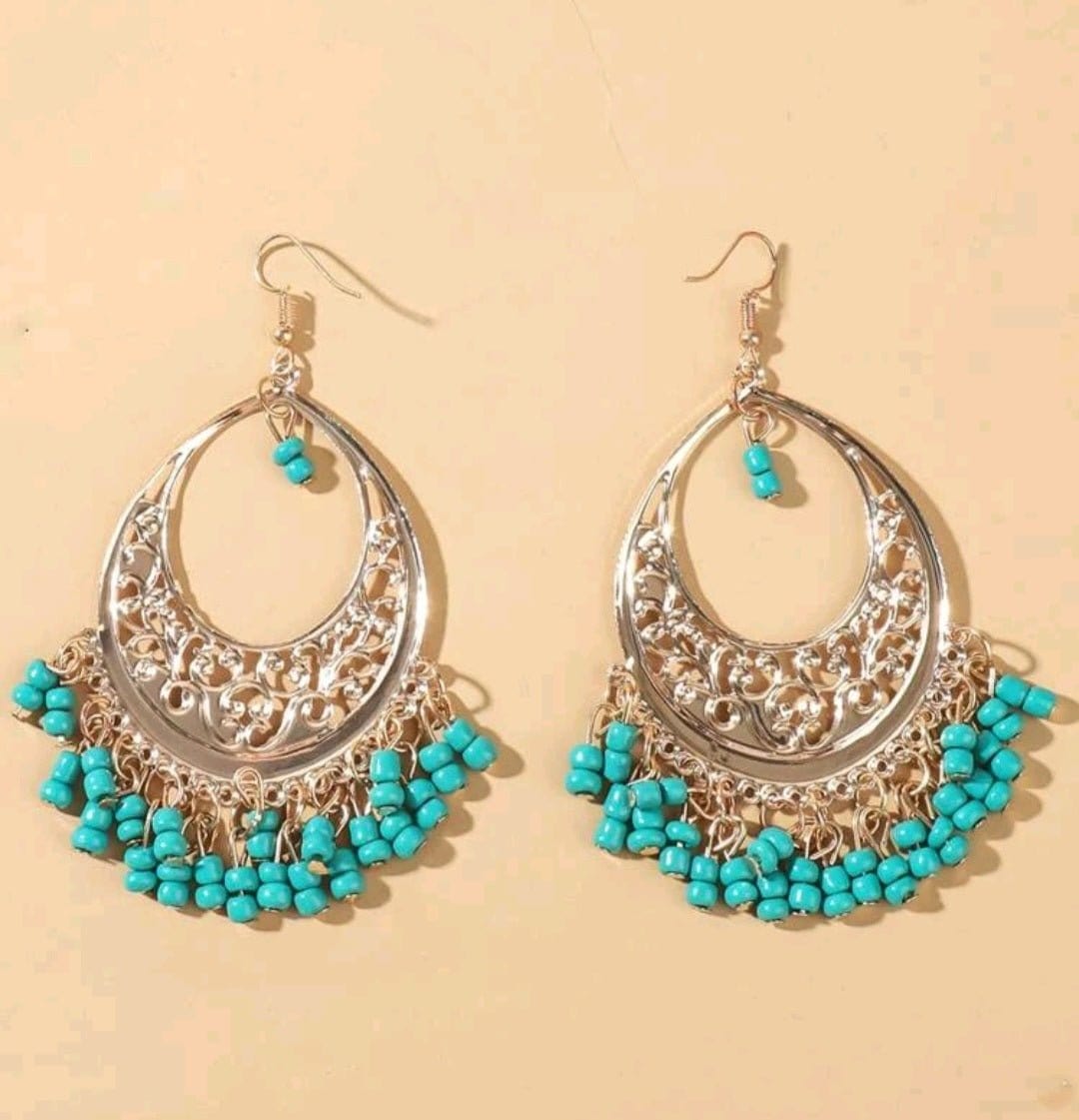 Teal Seed Bead Summertime Party Earrings - The Bling Barn