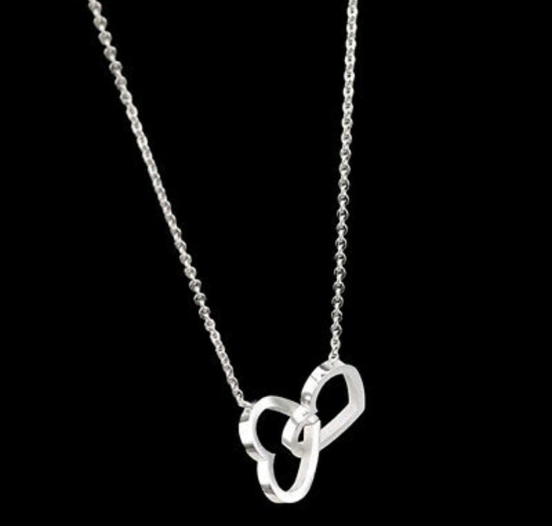 Two Hearts In One Necklace- Multiple Colors - The Bling Barn