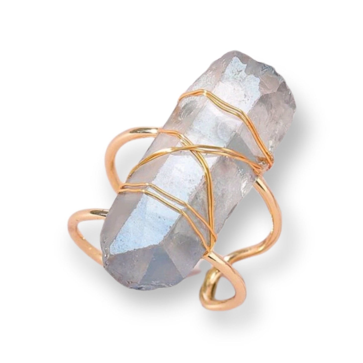 Wired Wrapped Gemstone Adjustable Ring - The Bling Barn
