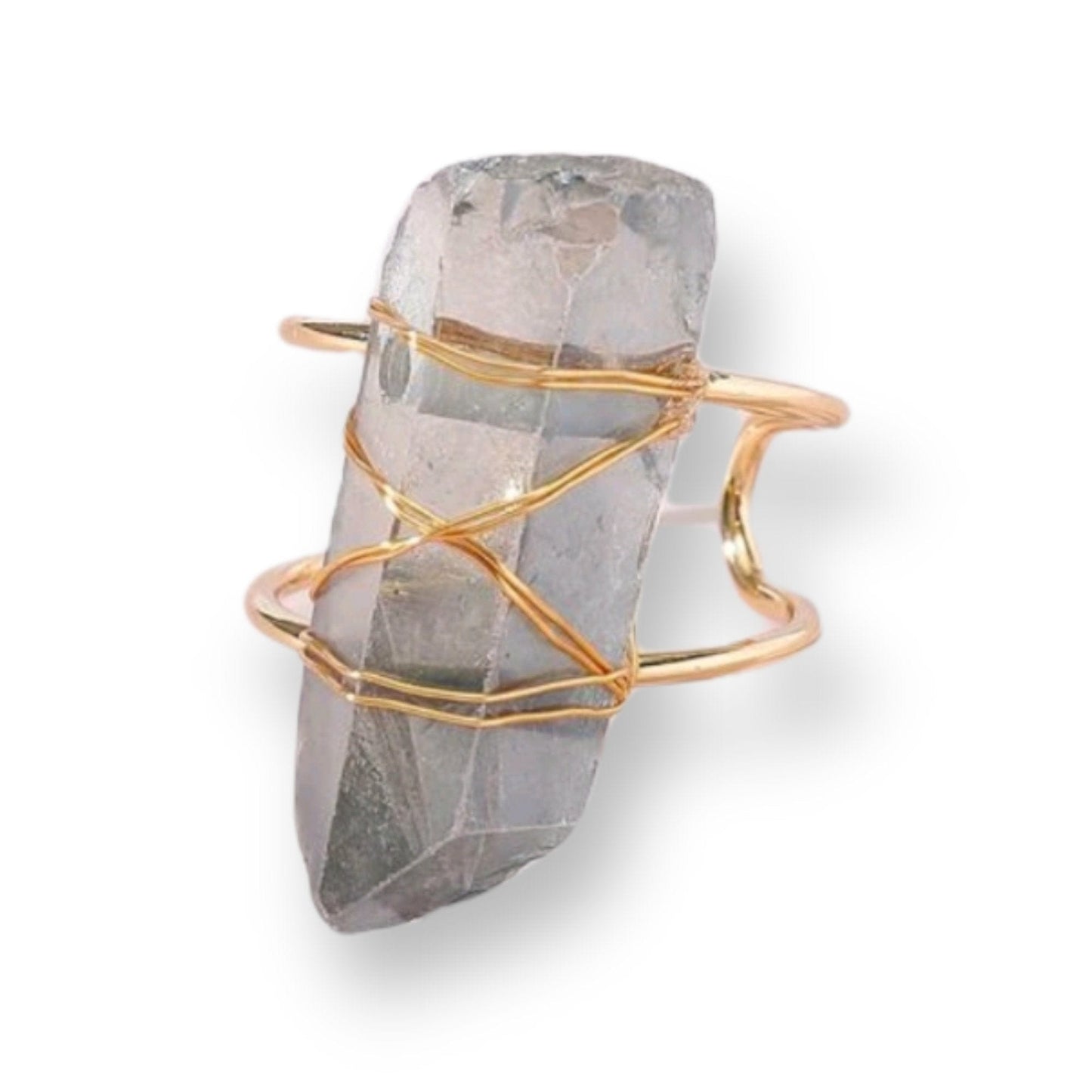 Wired Wrapped Gemstone Adjustable Ring - The Bling Barn