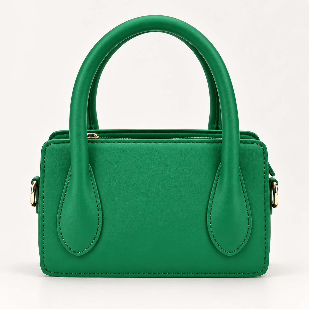 Kelly Green Park Avenue structured handbag with double top handles and polished gold-tone hardware
