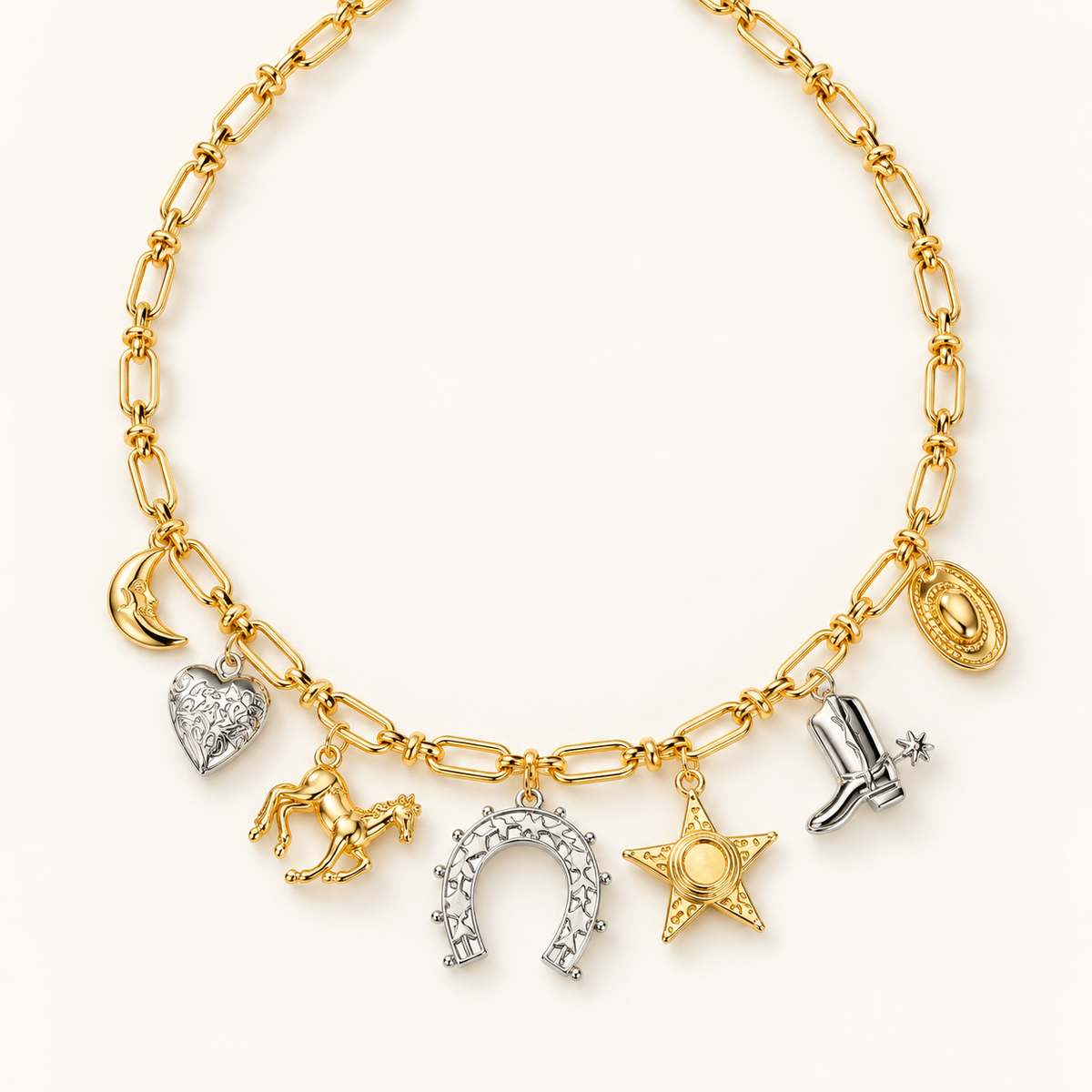 Wild West Gold & Silver Multi-Charm Necklace