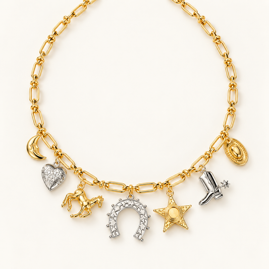 Wild West Gold & Silver Multi-Charm Necklace
