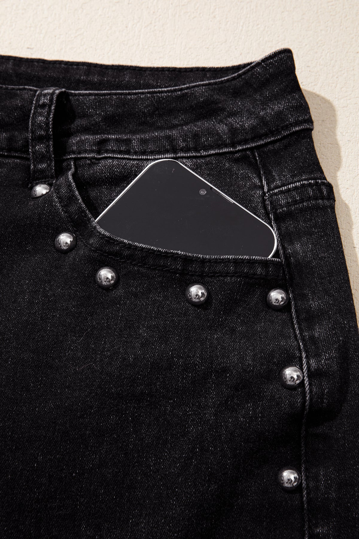 Midnight Row Studded Straight-Leg Jeans