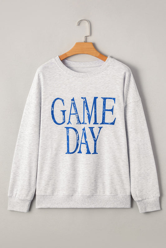 Vintage Washed GAME DAY Sweatshirt – Retro Baggy Crew Neck Pullover