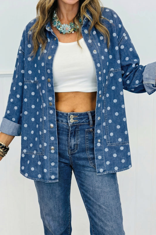 Bluebell Polka-Dot Denim Shacket