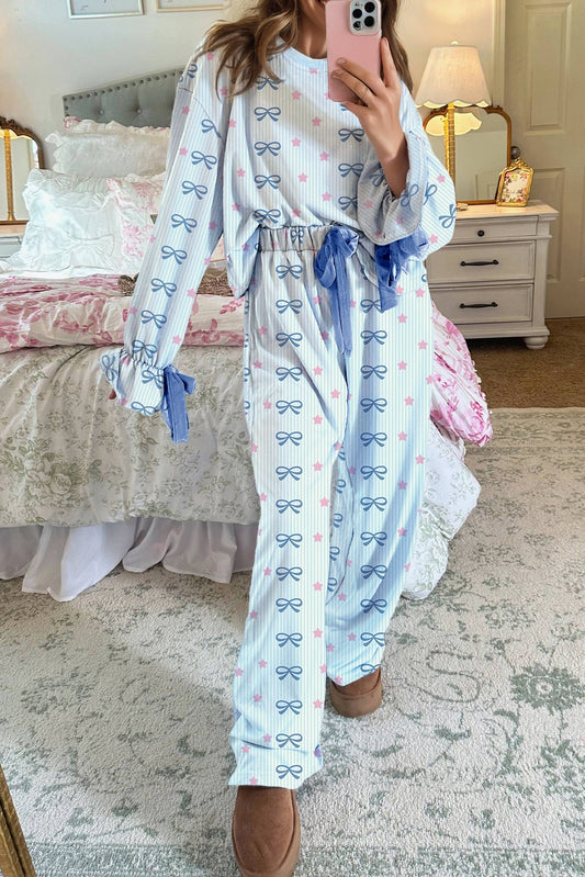 Starry Bow Dreams Lounge Set | Cozy 2-Piece Pajamas