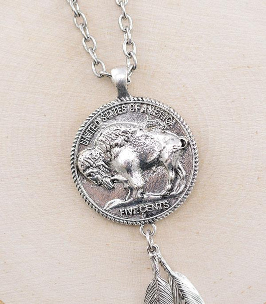 Western Nickel Reversible Coin Pendant Necklace - The Bling Barn western fashion jewelry