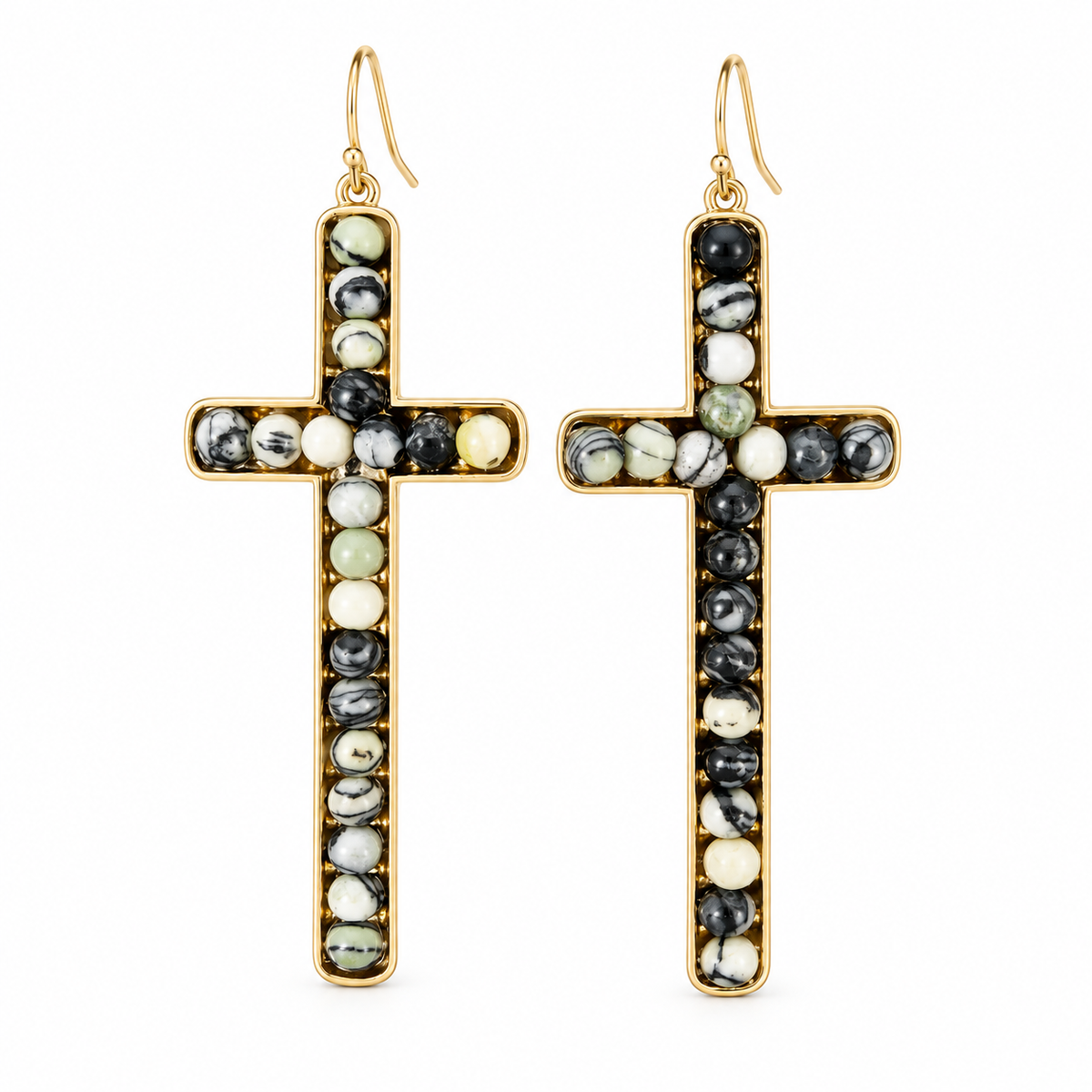 Alix Gray Stone Goldtone Cross Earrings