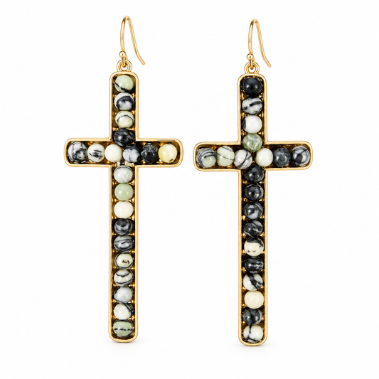 Alix Gray Stone Goldtone Cross Earrings