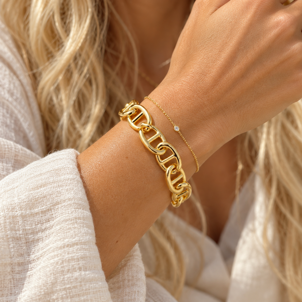 Golden Current Chunky Mariner Link Bracelet