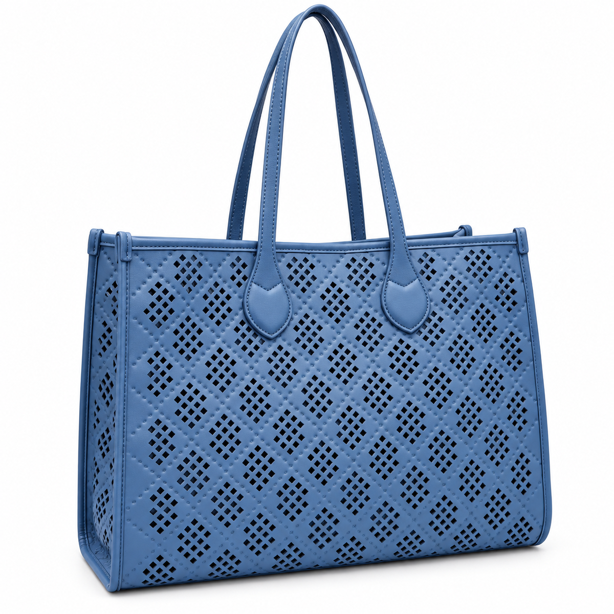Lattice Luxe Tote | Perforated Faux Leather Shoulder Bag