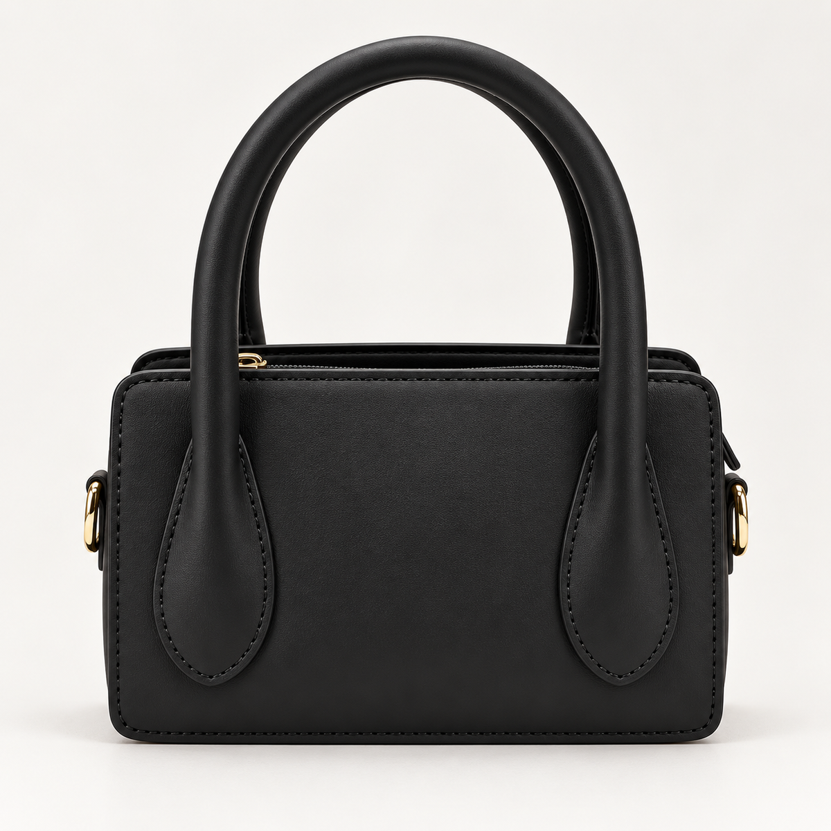 Black Park Avenue mini satchel with structured rectangular shape, rounded top handles and gold-tone side hardware