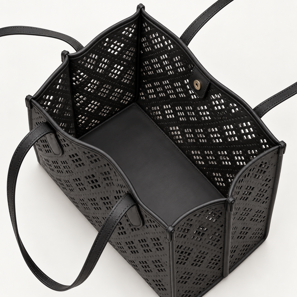 Lattice Luxe Tote | Perforated Faux Leather Shoulder Bag