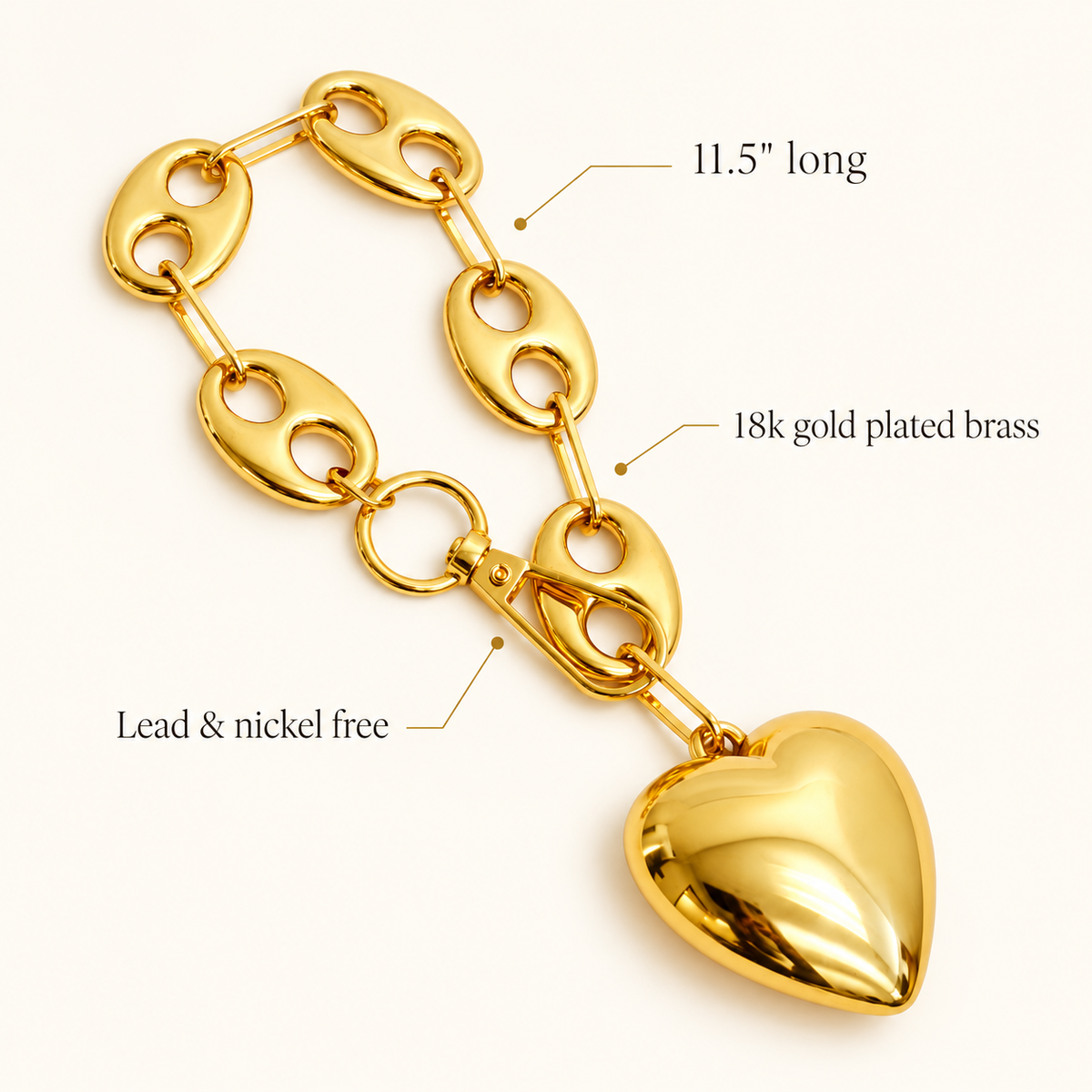 Golden Equestrian Horse Bit Heart Bag Charm