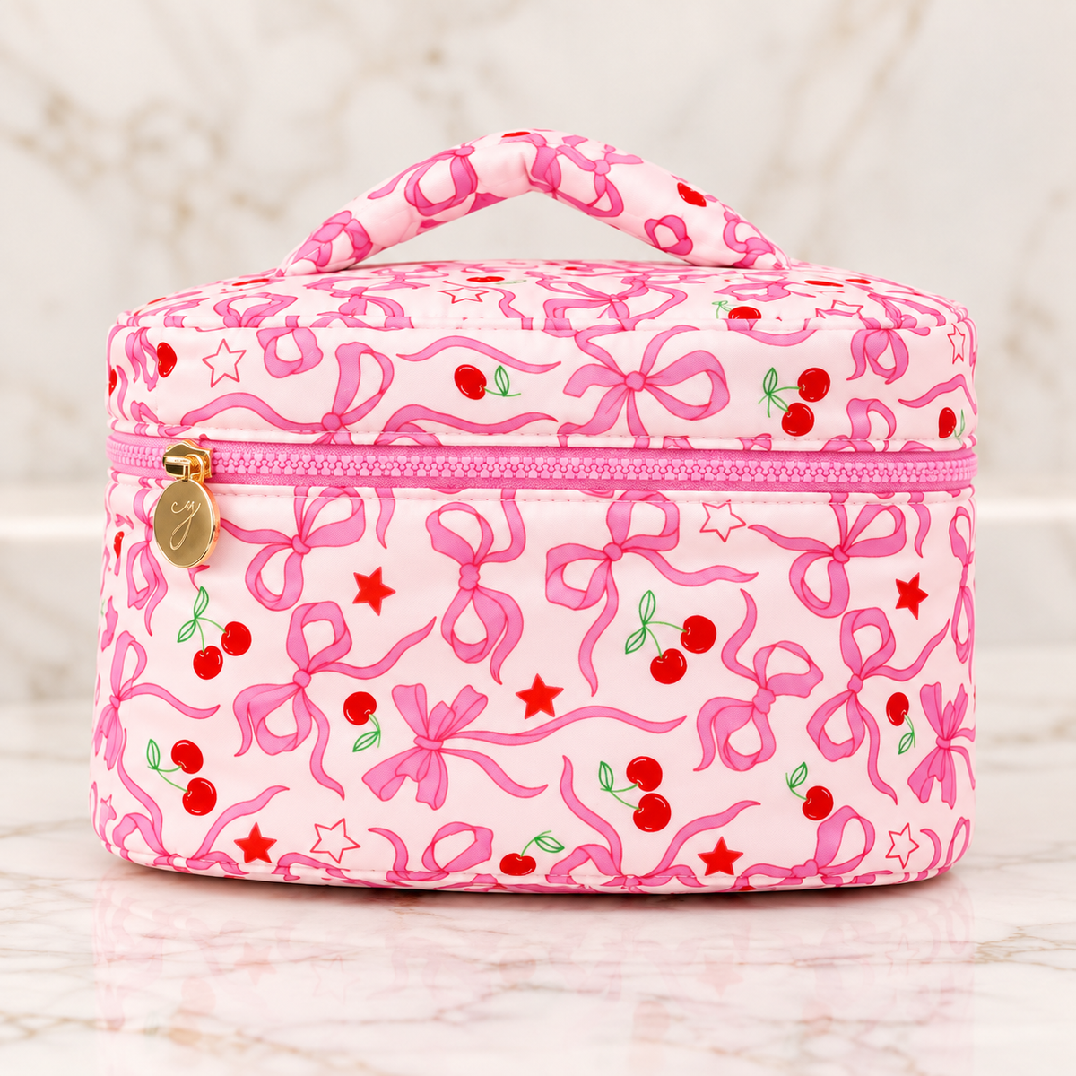 Cherry Bowtiful Pink Cherry & Bow Travel Cosmetic Case
