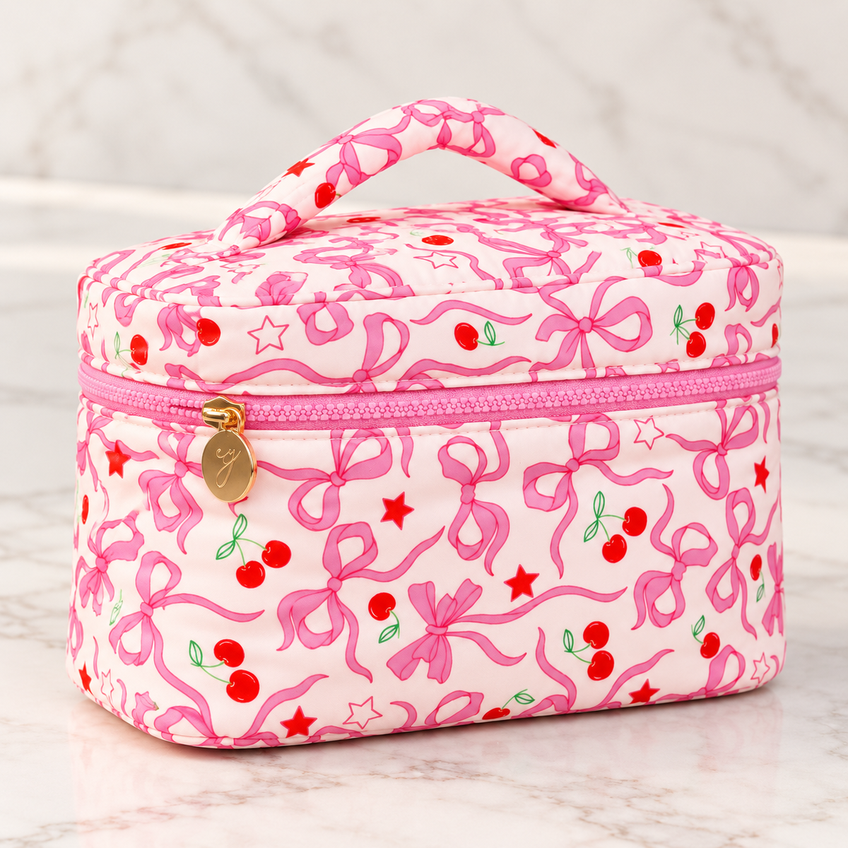 Cherry Bowtiful Pink Cherry & Bow Travel Cosmetic Case