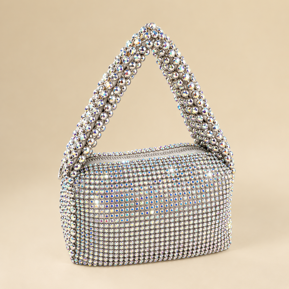 AB iridescent After Dark rhinestone mini shoulder bag with sparkling crystal-style finish