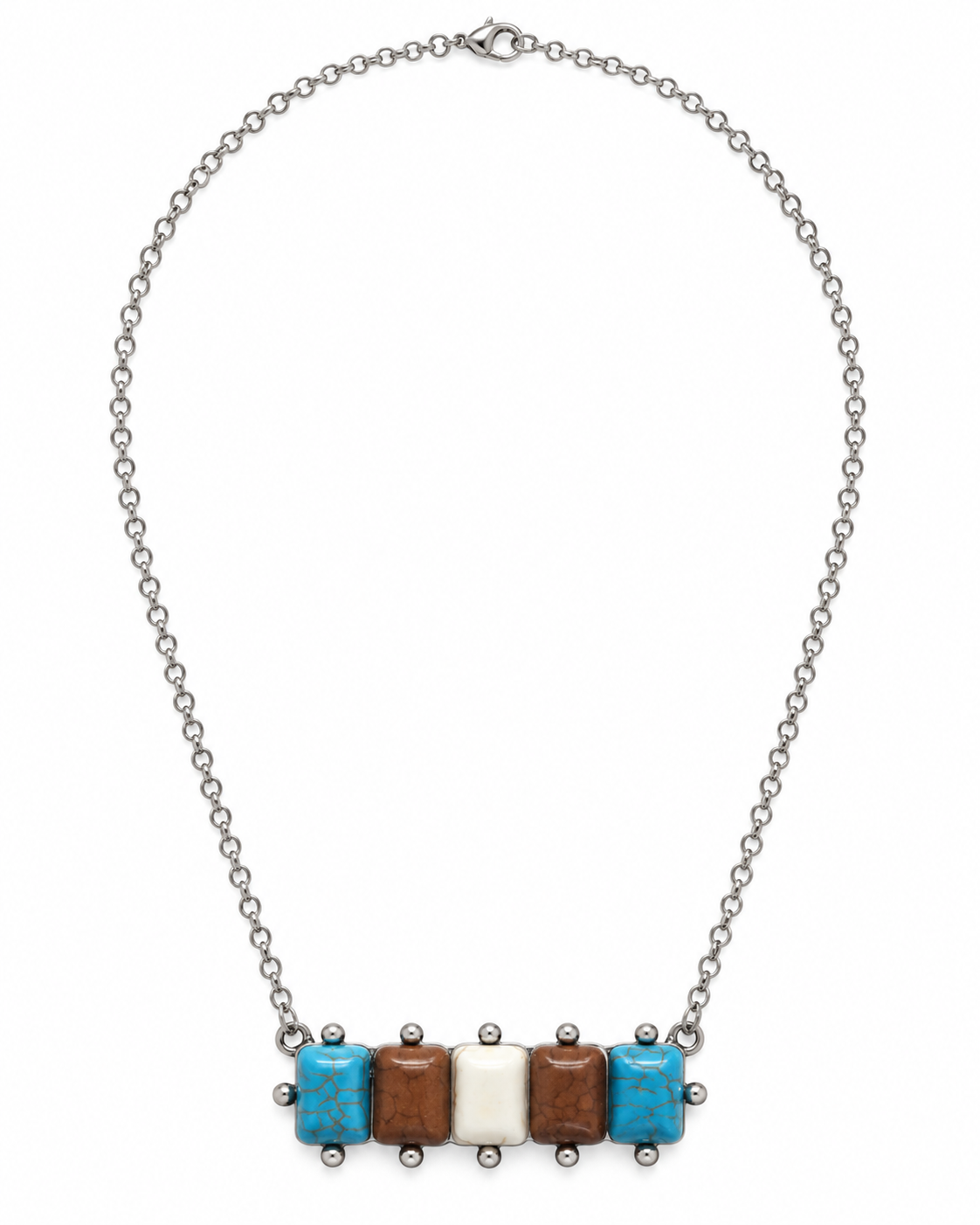 High Desert Row Turquoise-Tone Western Bar Necklace | 18"
