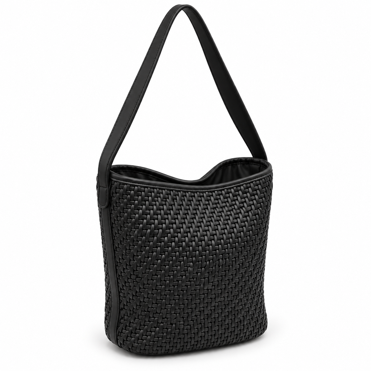 Woven Bucket Hobo Bag with Wide Shoulder Strap