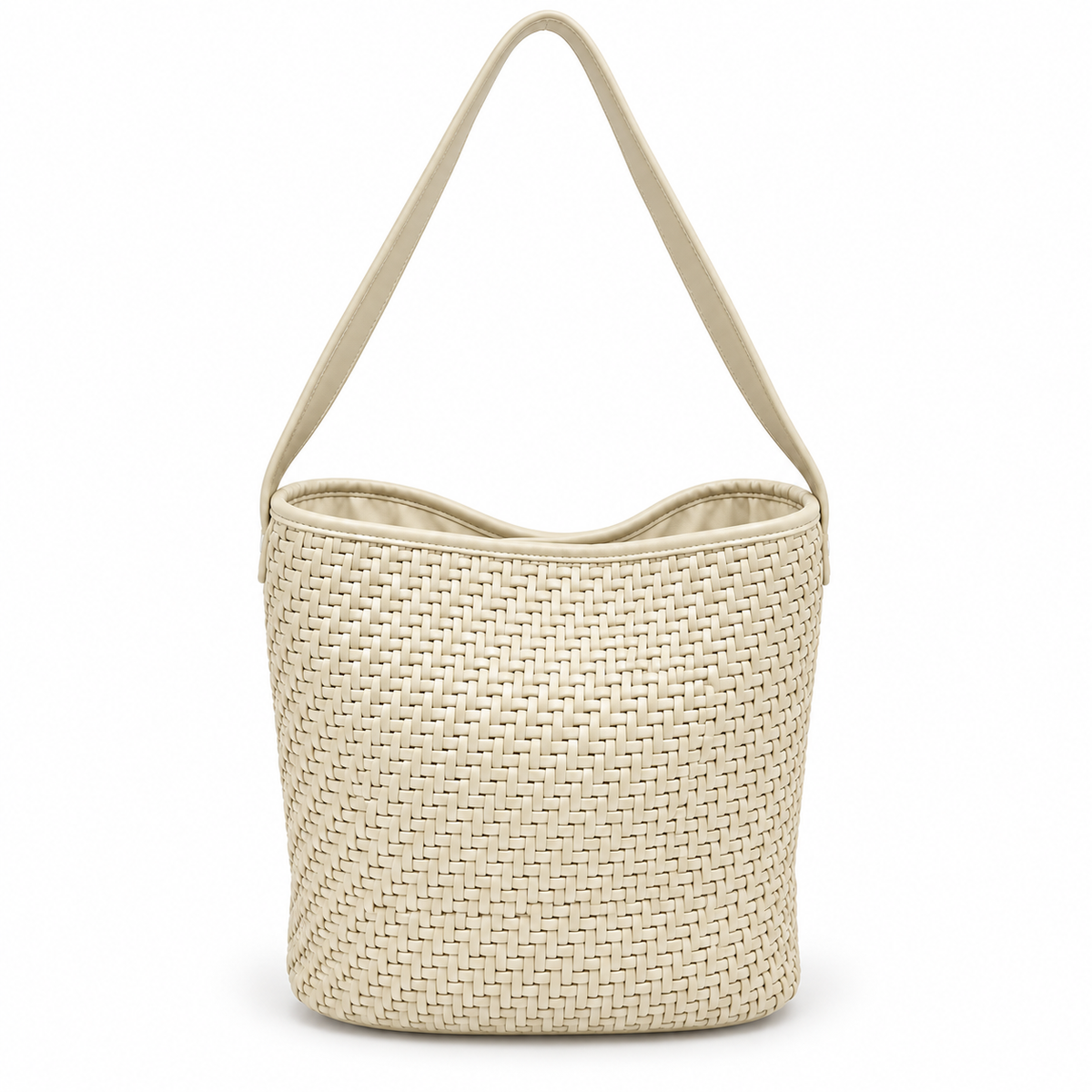 Woven Bucket Hobo Bag with Wide Shoulder Strap