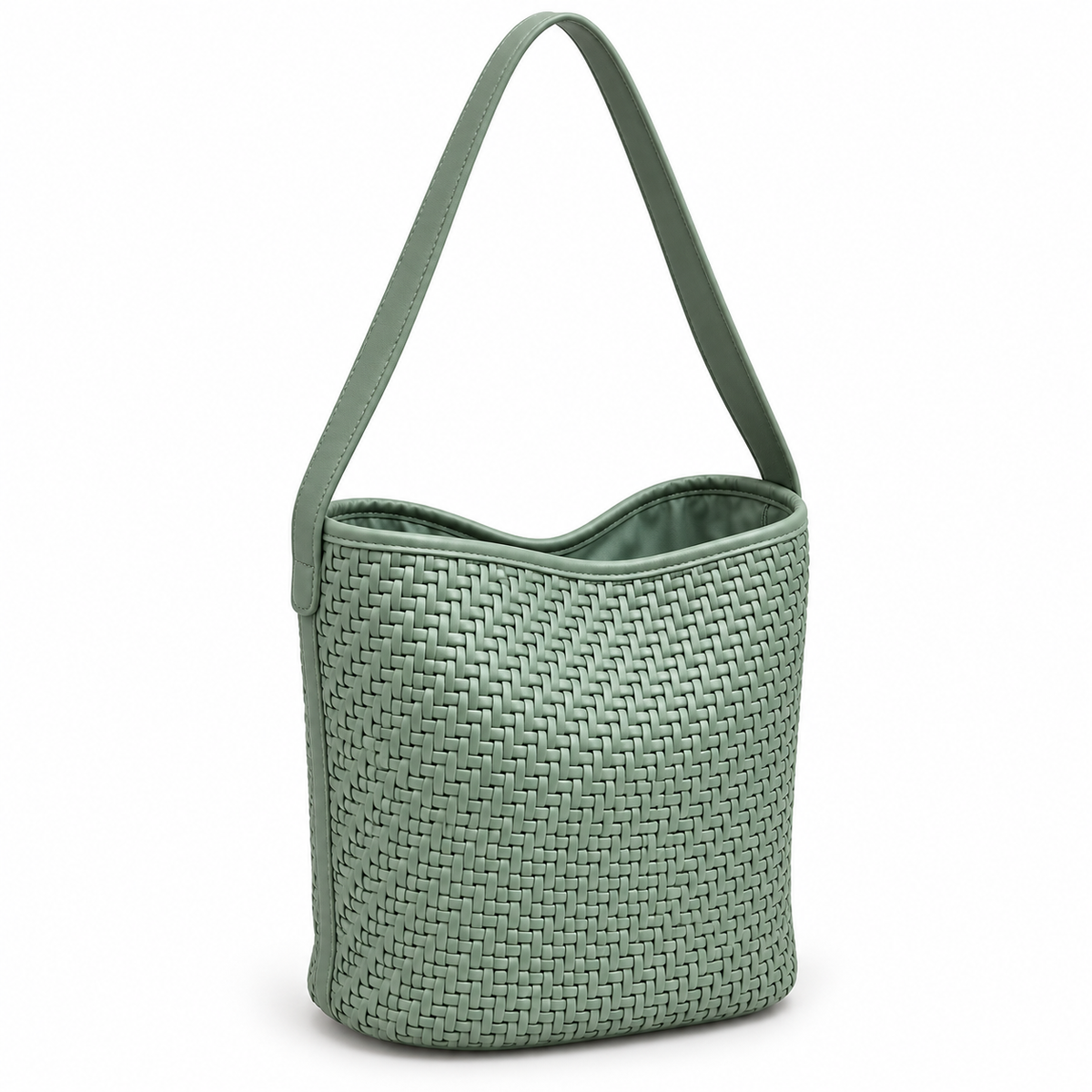 Woven Bucket Hobo Bag with Wide Shoulder Strap