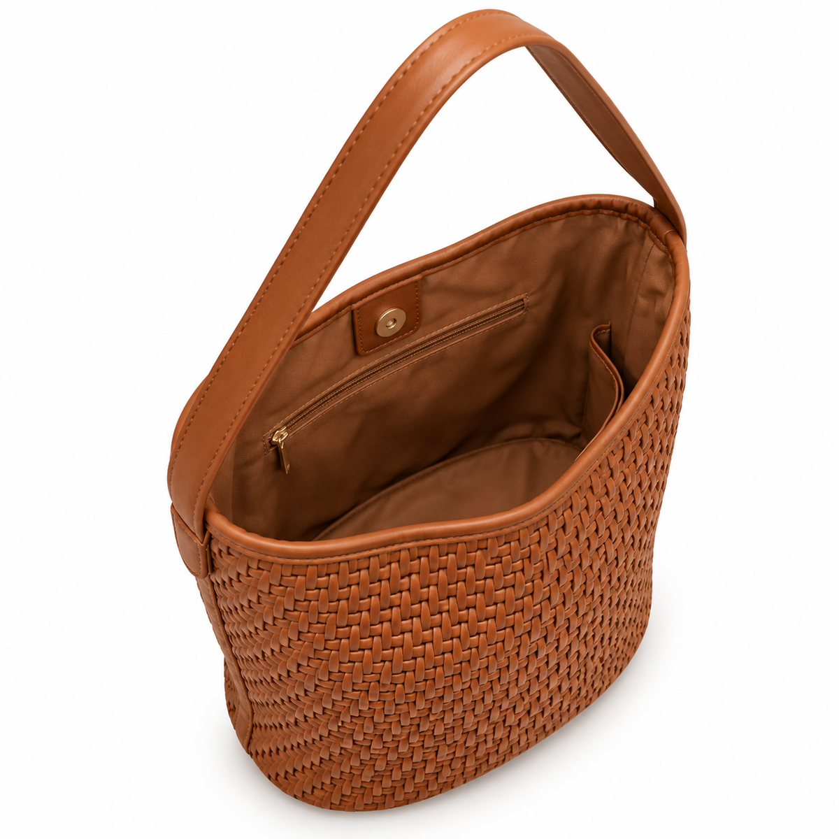 Woven Bucket Hobo Bag with Wide Shoulder Strap