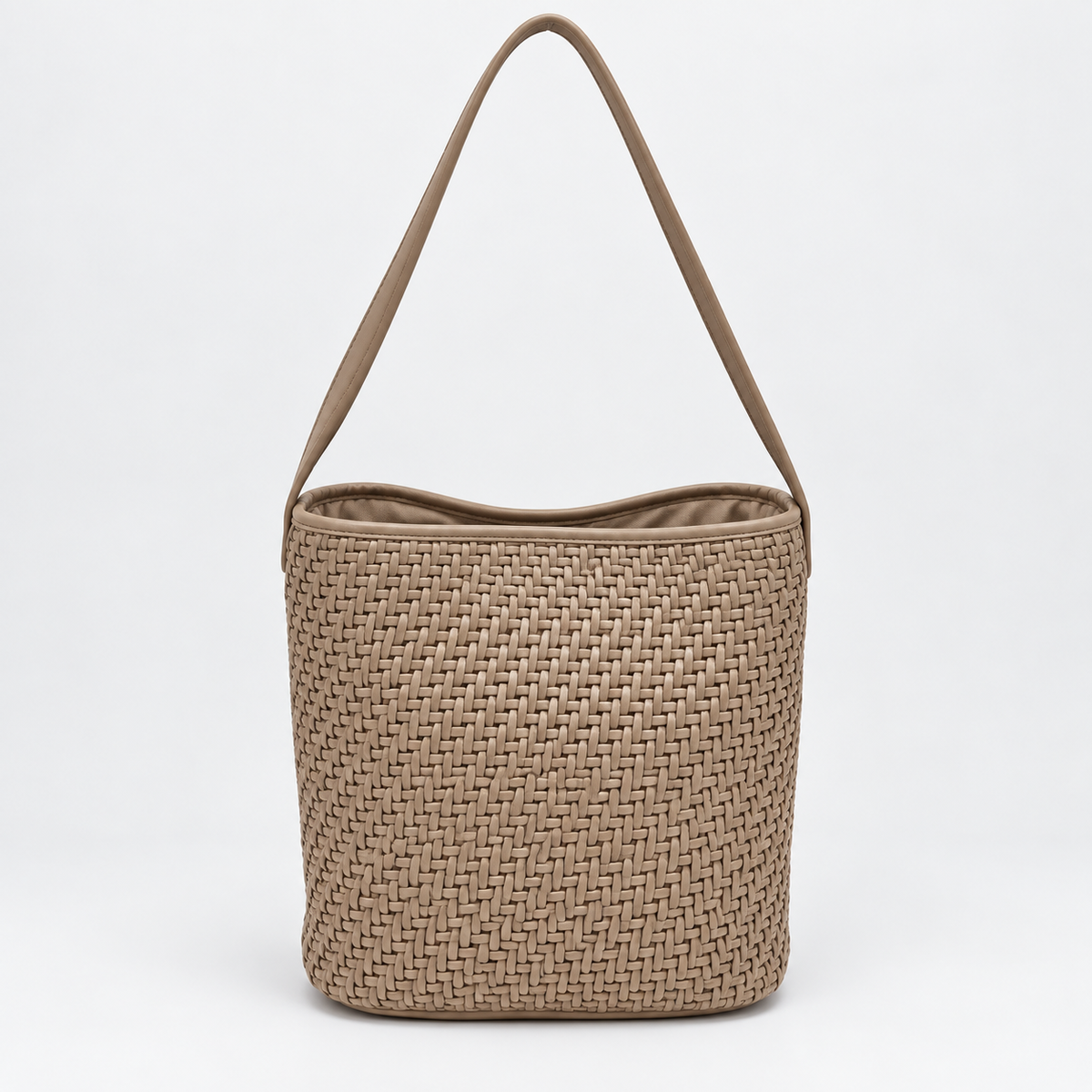 Woven Bucket Hobo Bag with Wide Shoulder Strap