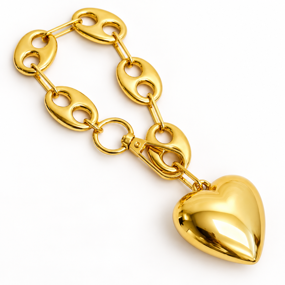 Golden Equestrian Horse Bit Heart Bag Charm