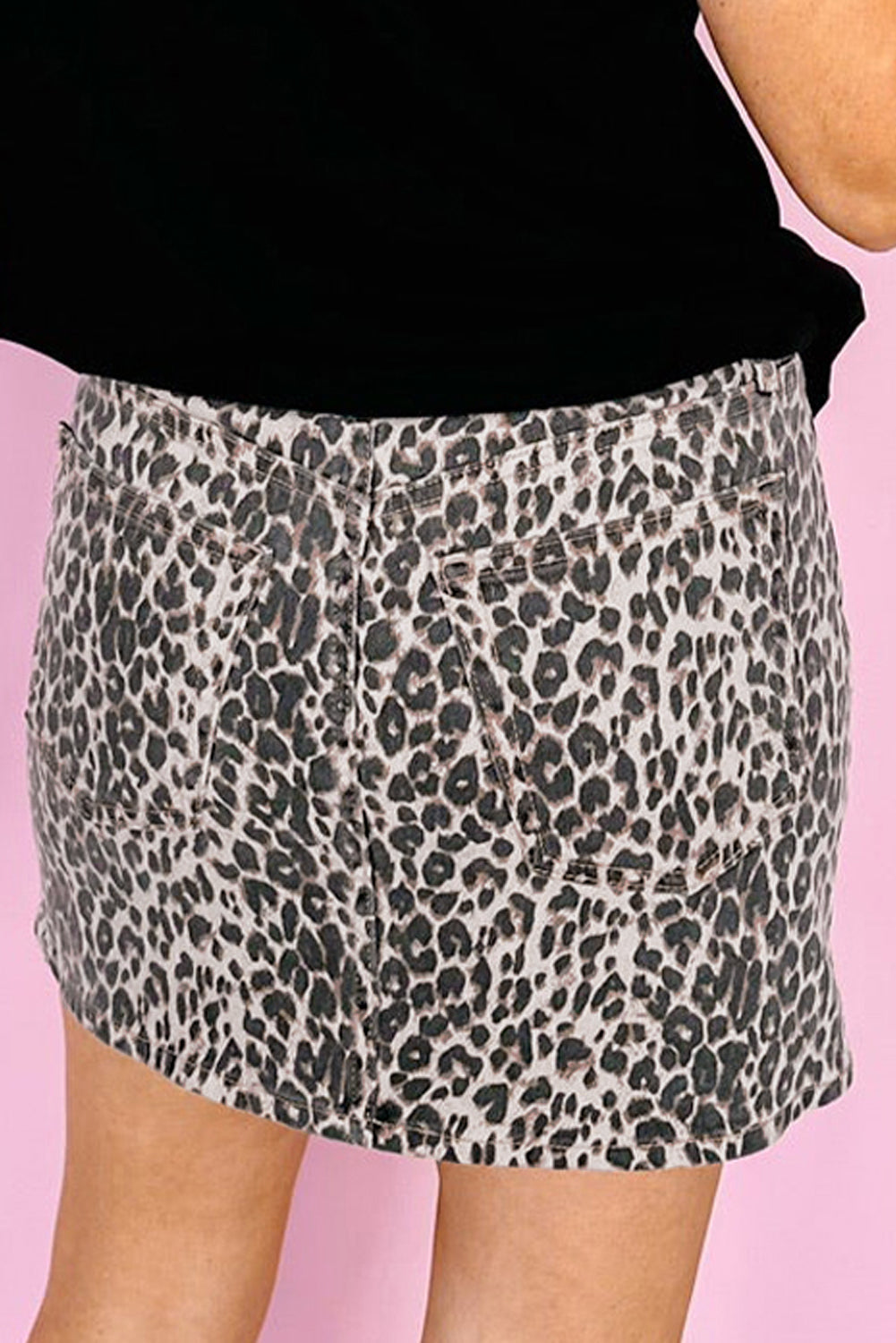 Leopard Denim Mini Skirt