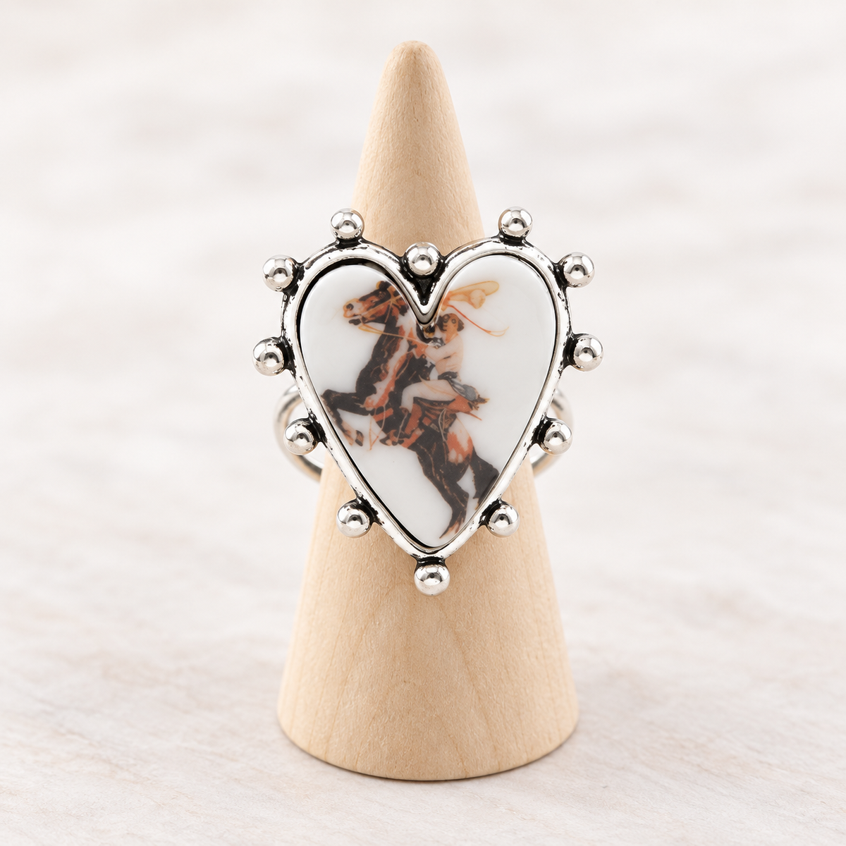 Vintage Cowgirl Heart Concho Ring – Silver