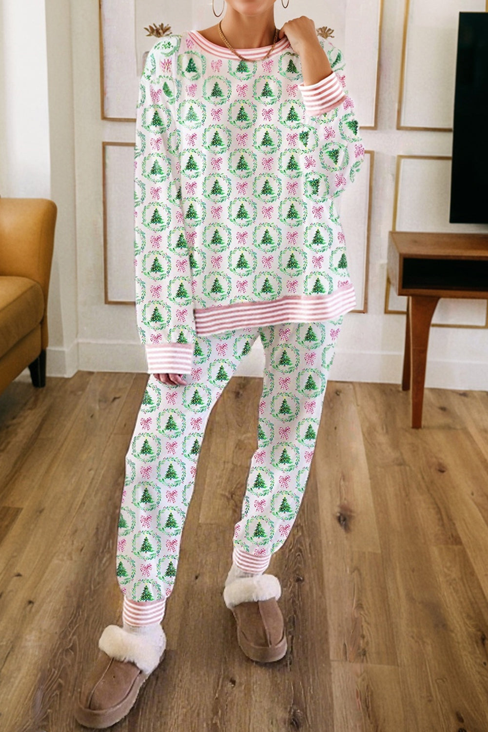 Merry Bow & Tree Pajama Set